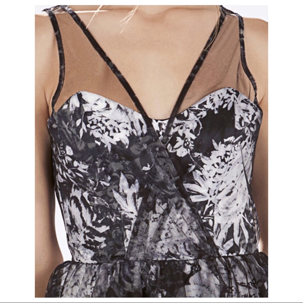 NEW PARKER FLORAL PRINT MESH OVERLAY MINI DRESS - Picture 3 of 8